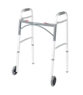 Deluxe Two Button Folding Walker with 5" Wheels