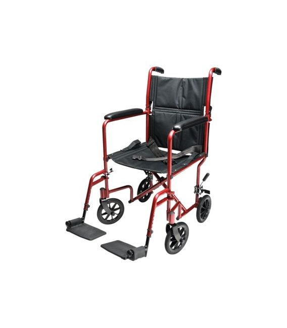 EJ781-1  Lightweight Aluminum Transport Chair, 17", Red