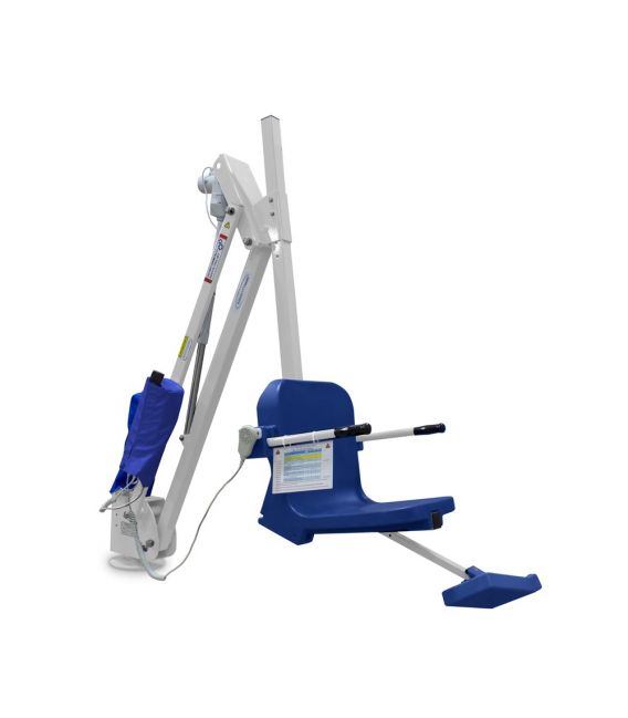 White Powder Coat/ Blue Seat