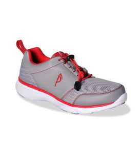 Ped-Lite Men's Jack Diabetic Shoes w/ Laces -Grey/Red