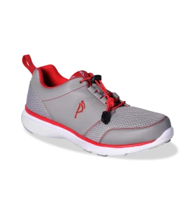 Ped-Lite Men's Jack Diabetic Shoes w/ Laces -Grey/Red