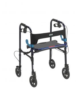 Drive Clever Lite 4 Wheel Adult Rollator w/8" Casters in Flame Blue