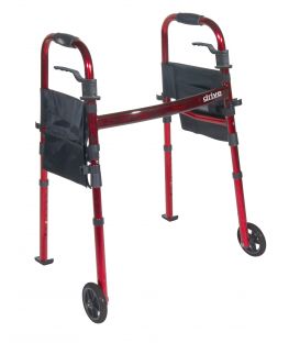 Deluxe Folding Travel Walker with 5" Wheels and Fold up Legs