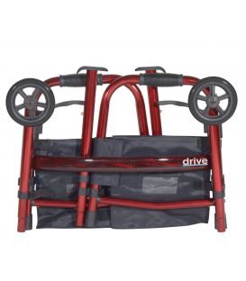 Deluxe Folding Travel Walker with 5" Wheels and Fold up Legs
