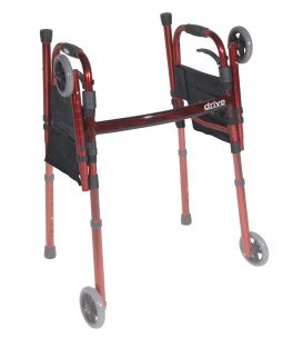 Deluxe Folding Travel Walker with 5" Wheels and Fold up Legs