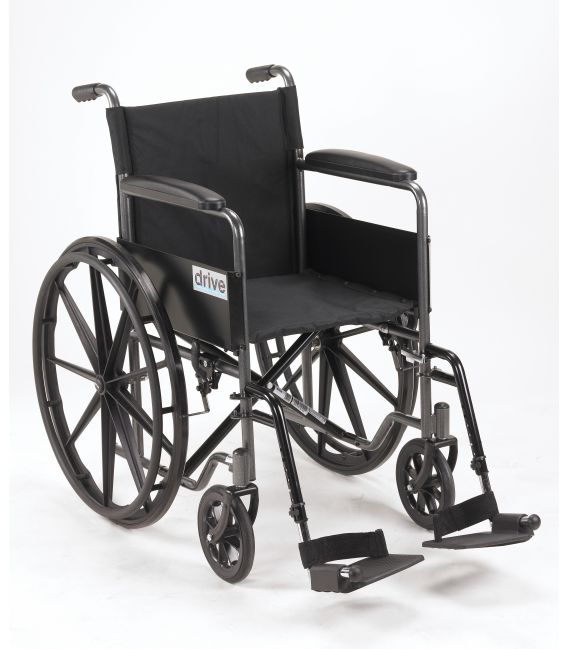 Drive Silver Sport 1 18" Wheelchair with Full Arms & Swingaway Removeable Footrests